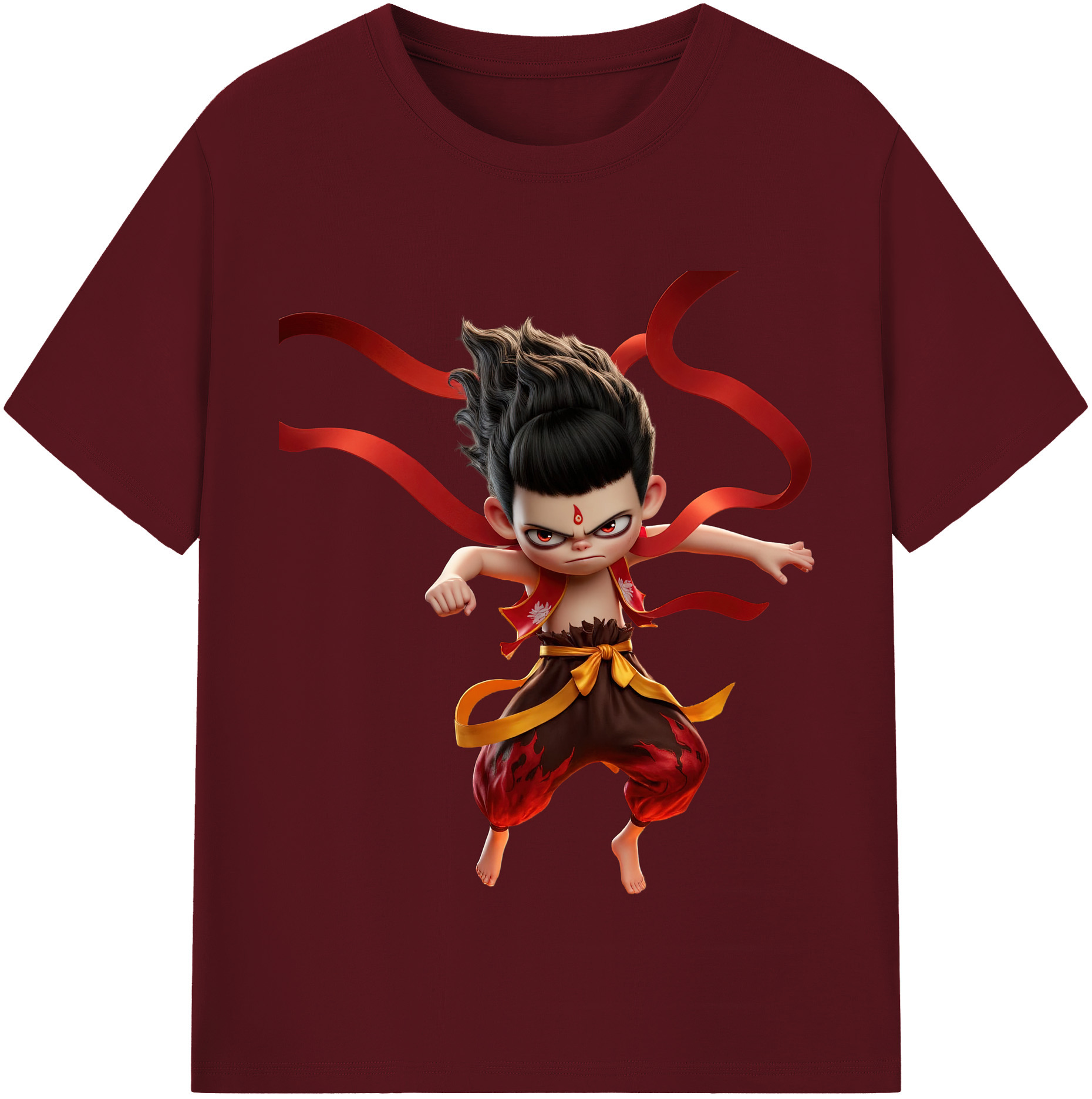 （画像用） Ne Zha 2 ナタ 魔童の大暴れ 綿100％半袖Tシャツ（フロントプリント）